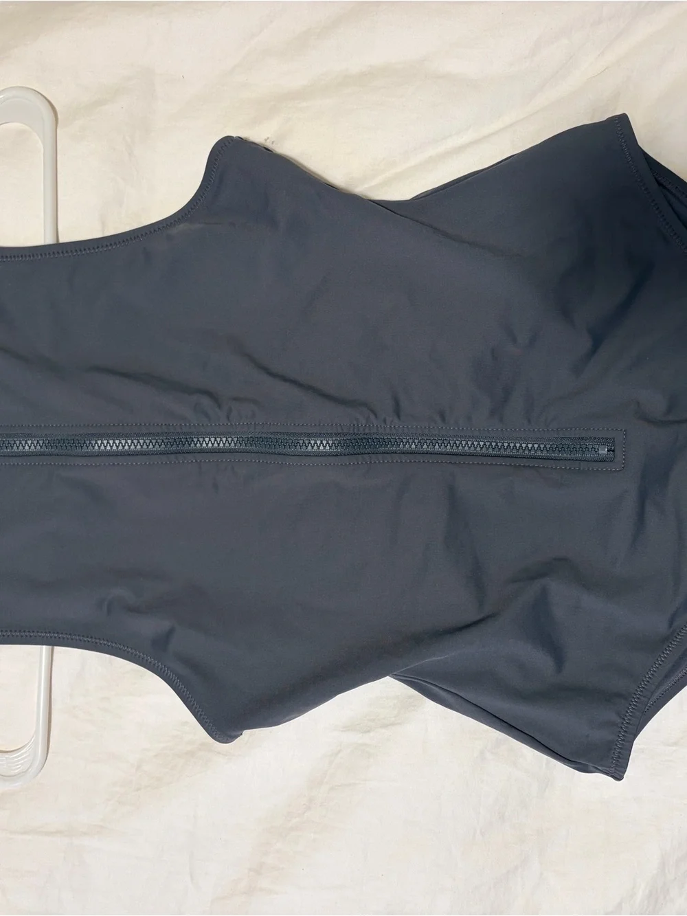 Skims Sleeveless Front-Zip Women's Swimsuit in Charcoal Gray